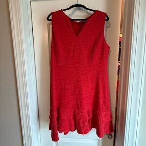 Sharagano Red Asymmetrical Ruffled Mini Dress